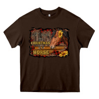 Chocolate Brown all i want for christmas is a horse brown horse Heavy Core Tee - RanaPortraitStore