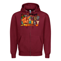 Burgundy happy turkey day Zipper Hoodie - MaliasSmallBusiness