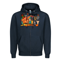 Navy happy turkey day Zipper Hoodie - MaliasSmallBusiness