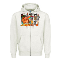 Oatmeal Heather happy turkey day Zipper Hoodie - MaliasSmallBusiness