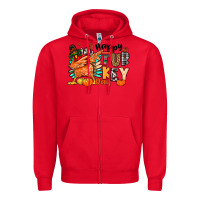 Red happy turkey day Zipper Hoodie - MaliasSmallBusiness