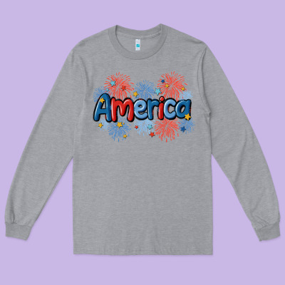 America Long Sleeve Tee Designed By Maliassmallbusiness