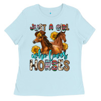 Baby Blue just a girl who loves horses Ladies Tee - Zillion Design Studio