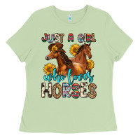 Matcha just a girl who loves horses Ladies Tee - Zillion Design Studio