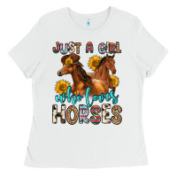 White just a girl who loves horses Ladies Tee - Zillion Design Studio