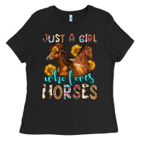 Black just a girl who loves horses Ladies Tee - Zillion Design Studio