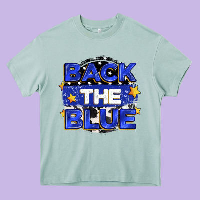 Back The Blue Heavy Core Tee Designed By Zillion Design Studio