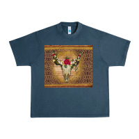 Midnight Navy bull skull flowers glitter and leopard Urban Heavy Tee - Artiststas