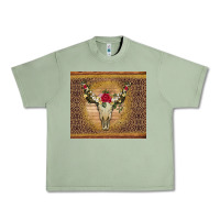 Oil Green bull skull flowers glitter and leopard Urban Heavy Tee - Artiststas