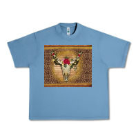 Pebble Blue bull skull flowers glitter and leopard Urban Heavy Tee - Artiststas