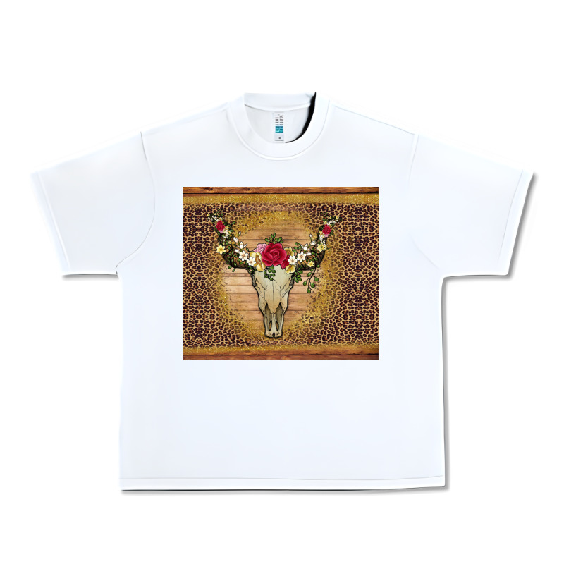 Bull Skull Flowers Glitter And Leopard Urban Heavy Tee by Artiststas | Teevron