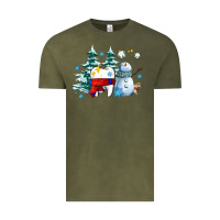 Vintage Olive dental christmas teeth and winter with snowman Vintage Tee - AdoDesignShop