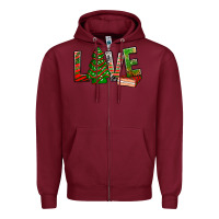 Burgundy Love Christmas tree cake Zipper Hoodie - NancyCooperArtShop