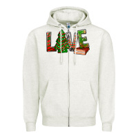 Oatmeal Heather Love Christmas tree cake Zipper Hoodie - NancyCooperArtShop