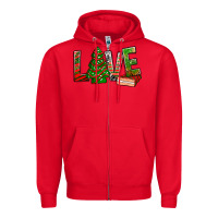 Red Love Christmas tree cake Zipper Hoodie - NancyCooperArtShop