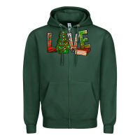 Sports Green Love Christmas tree cake Zipper Hoodie - NancyCooperArtShop
