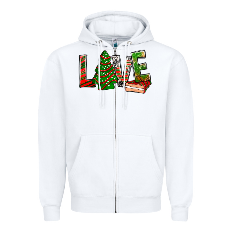 Love Christmas Tree Cake Zipper Hoodie by NancyCooperArtShop | Teevron