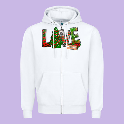 Love Christmas Tree Cake Zipper Hoodie Designed By Nancycooperartshop