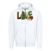 White Love Christmas tree cake Zipper Hoodie - NancyCooperArtShop
