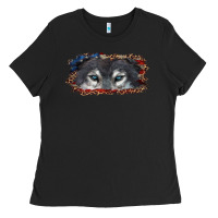 Black wolf eyes american flag Ladies Tee - RanaPortraitStore