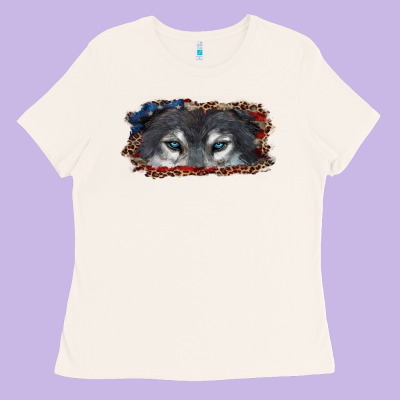 Wolf Eyes American Flag Ladies Tee Designed By Ranaportraitstore