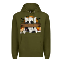 Army Green Personalized Halloween Ghost Cat Premium Hoodie - texasbilliewilder