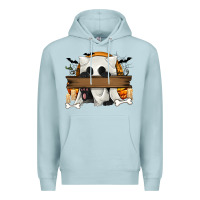 Blue Mist Personalized Halloween Ghost Cat Premium Hoodie - texasbilliewilder