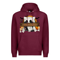 Burgundy Personalized Halloween Ghost Cat Premium Hoodie - texasbilliewilder