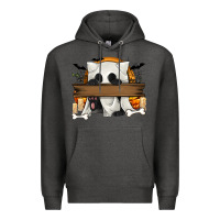 Charcoal Heather Personalized Halloween Ghost Cat Premium Hoodie - texasbilliewilder