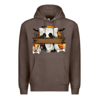 Coffee Personalized Halloween Ghost Cat Premium Hoodie - texasbilliewilder