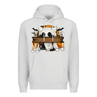 Dove Grey Personalized Halloween Ghost Cat Premium Hoodie - texasbilliewilder