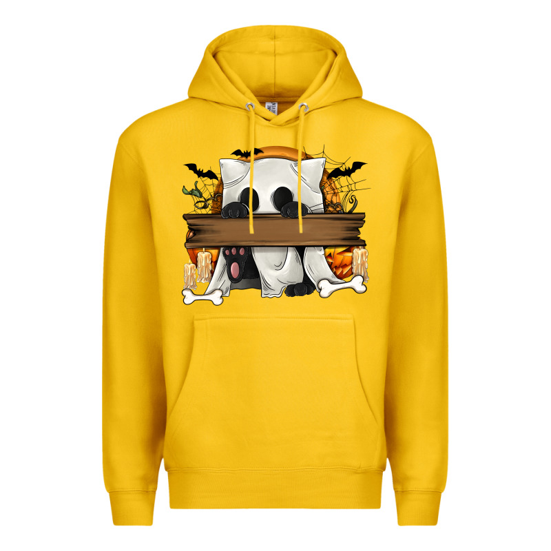 Personalized Halloween Ghost Cat Premium Hoodie by texasbilliewilder | Teevron