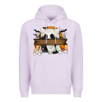 Lilac Personalized Halloween Ghost Cat Premium Hoodie - texasbilliewilder