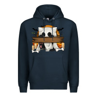 Navy Personalized Halloween Ghost Cat Premium Hoodie - texasbilliewilder