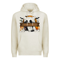 Oatmeal Heather Personalized Halloween Ghost Cat Premium Hoodie - texasbilliewilder