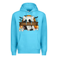 Ocean Blue Personalized Halloween Ghost Cat Premium Hoodie - texasbilliewilder