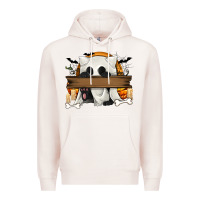 Pale Pink Personalized Halloween Ghost Cat Premium Hoodie - texasbilliewilder
