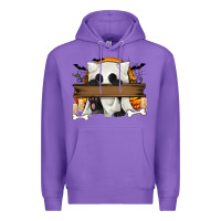 Purple Personalized Halloween Ghost Cat Premium Hoodie - texasbilliewilder