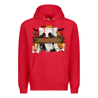 Red Personalized Halloween Ghost Cat Premium Hoodie - texasbilliewilder