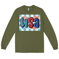 Army Green usa retro Long Sleeve Tee - MaliasSmallBusiness