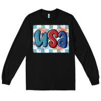 Black usa retro Long Sleeve Tee - MaliasSmallBusiness