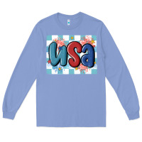 Colony Blue usa retro Long Sleeve Tee - MaliasSmallBusiness