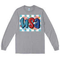 Heather Grey usa retro Long Sleeve Tee - MaliasSmallBusiness