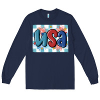 Navy usa retro Long Sleeve Tee - MaliasSmallBusiness
