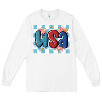 White usa retro Long Sleeve Tee - MaliasSmallBusiness