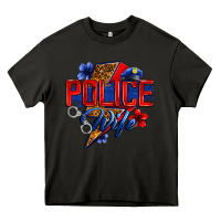 Asphalt police wife with lightning bolt Heavy Core Tee - Zillion Design Studio