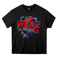 Black police wife with lightning bolt Heavy Core Tee - Zillion Design Studio