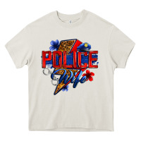 Cream police wife with lightning bolt Heavy Core Tee - Zillion Design Studio