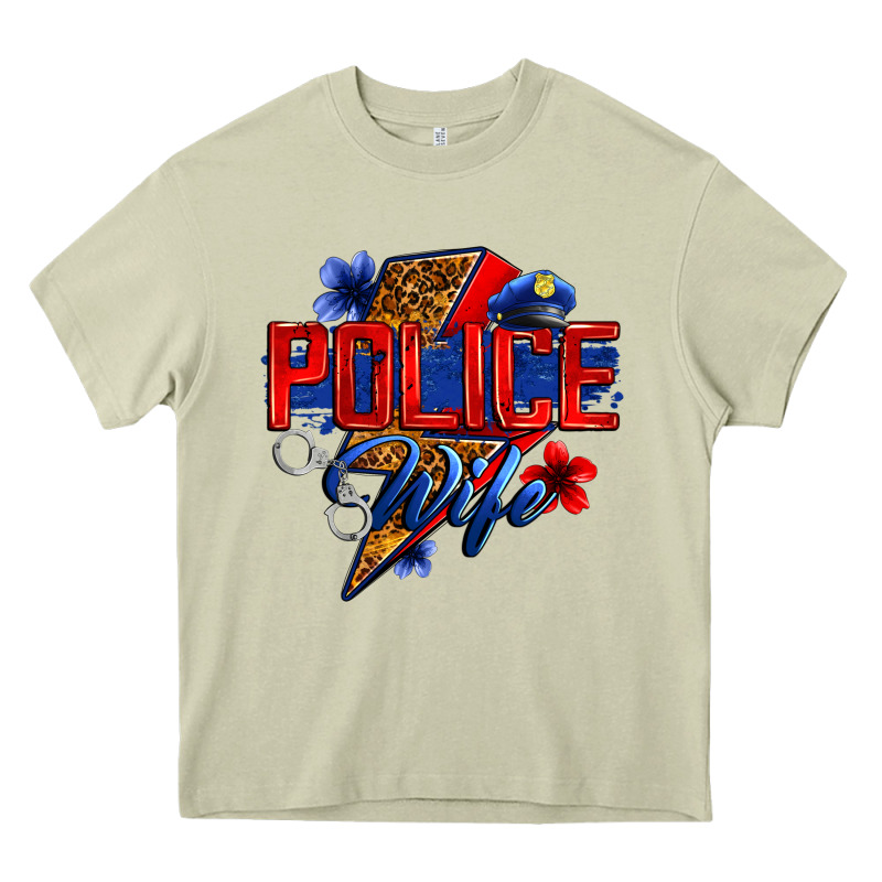Police Wife With Lightning Bolt Heavy Core Tee by Zillion Design Studio | Teevron
