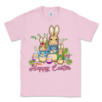 Bubblegum Pink easter bunny family wıth carrots and eggs Classic Tee - AdoDesignShop